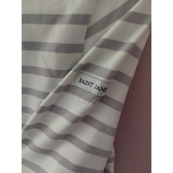 Saint James Stripe Boat Neckline 3/4 sleeve T-shirt Top Polyamide Size 4US - Picture 3 of 8